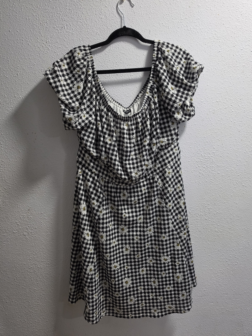torrid Black & Whie Gingham Daisy Mini Dress